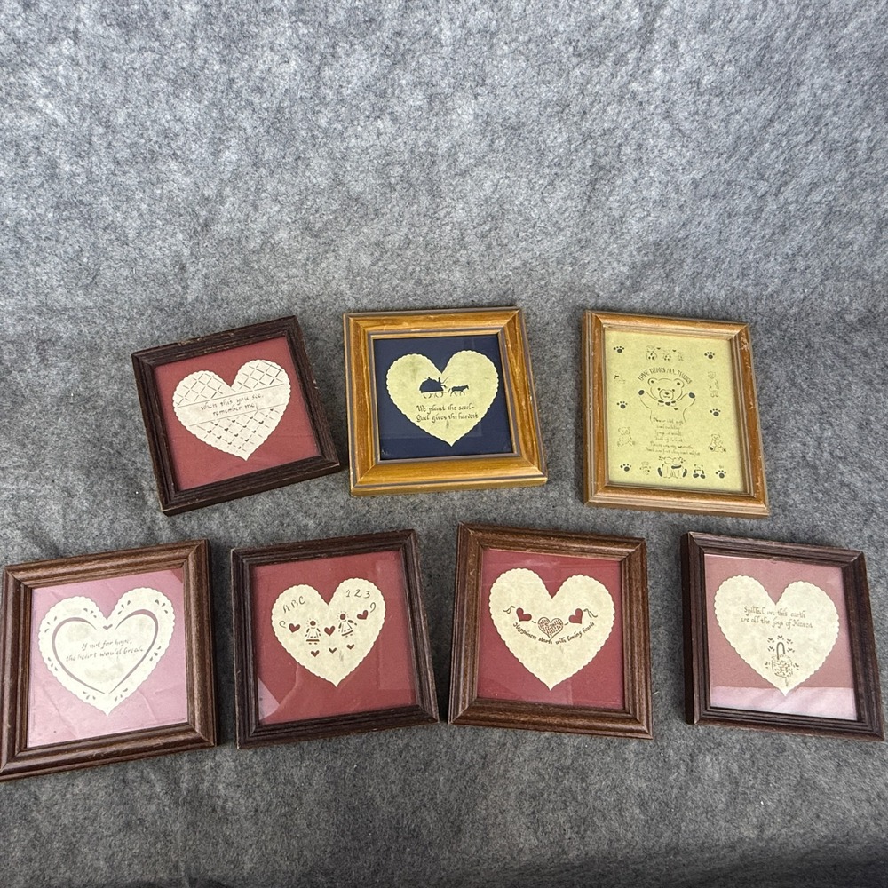 Lot of 7 framed vintage paper art 1987 1988 DESIGNS WITH SCISSORS - Estate Find